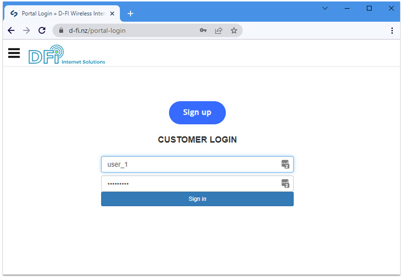 customer login example